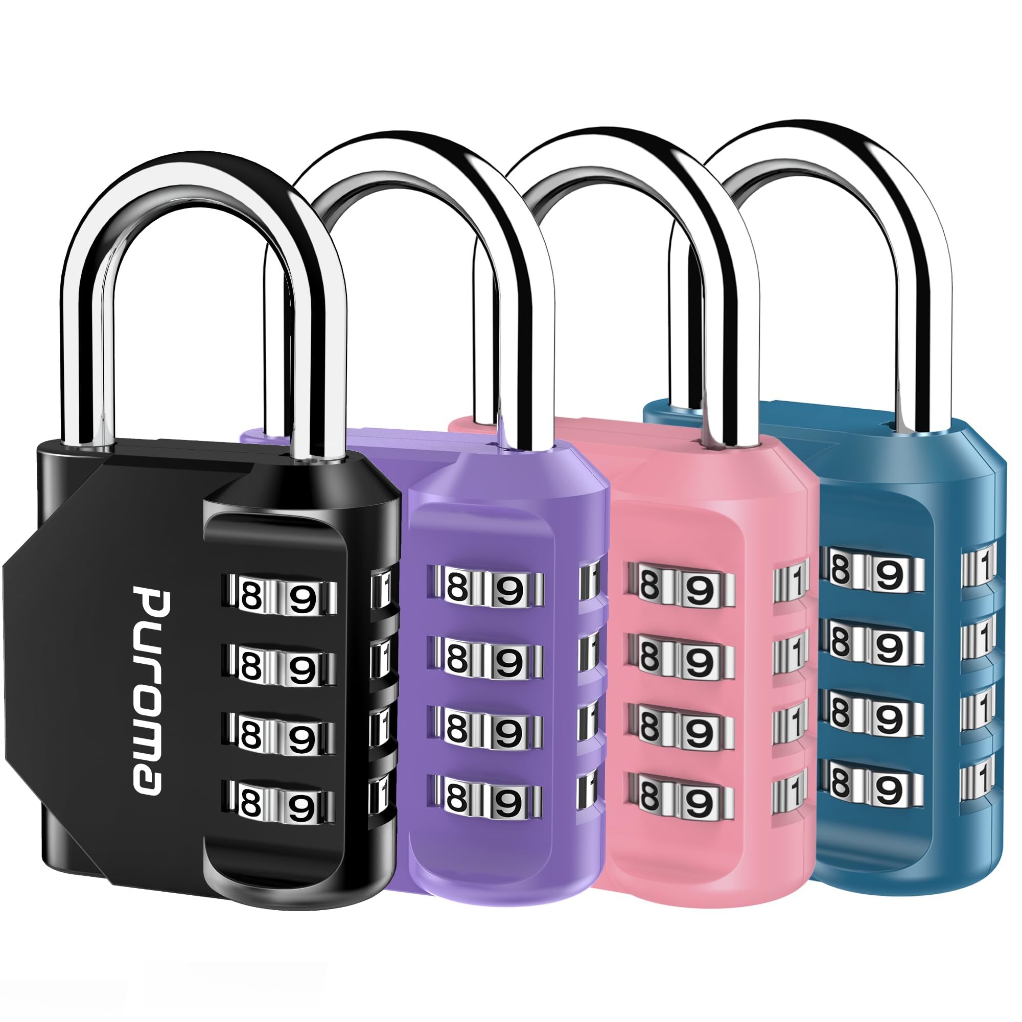 Puroma 4 Pack Combination Lock Multicolor for