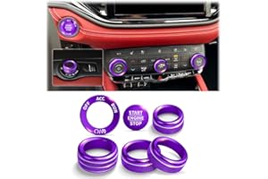 Polodunn for 2021-2026 Dodge Durango Accessories, 6PCS Premium Aluminum Alloy Knob Cover Trim Set (Purple) – Push Start, A/C Climate, Volume & Headlight Switch Covers – Enhanced Grip • Non-Slip