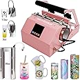 BetterSub 3in1 Tumbler Mug Heat Press Machine 30 OZ 20 OZ 16 OZ Sublimation Straight Skinny Tumbler Mug 3 OZ 1.5 OZ Shot Glass,11 OZ 15 OZ 16 OZ Sublimation Mug Heat Transfer Pink