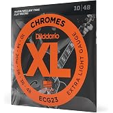 D'Addario XL Chromes Flatwound Electric Guitar Strings ECG23, 10-48 | XL Chromes flatwounds deliver ultra-smooth feel, warm jazz tone, reduced finger noise and exceptional durability.