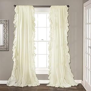 Lush Decor Reyna Ivory Window Panel Curtain Set for Living, Dining Room, Bedroom (Pair), 84" x 54",