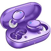 Lanteso True Wireless Bluetooth 5.3 Earbuds, 48H Playtime,Light Weight Headphones in Ear Buds Built in Mic Headset Premium Sound with Deep Bass,Clear Calls Earphones for Sports Workout Purple