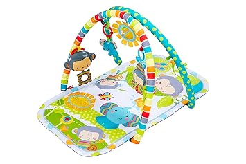 Fisher-Price CLJ42Musik-Äffchen Spielcenter, Krabbeldecke mit zweiSpielbögen, inkl. 6 Spielzeugen, Babyerstausstattung, ab 0 