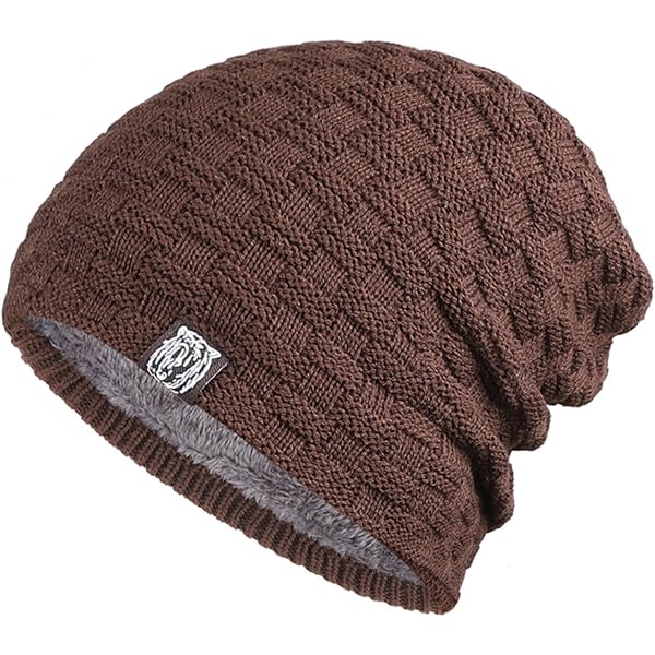 Women\'s Winter Warm Knit Hat Wool Snow Ski Caps with Visor, Coffee HINDAWI Winter Hats for Women Outdoor Warm Winter Hat Knit  main image 4