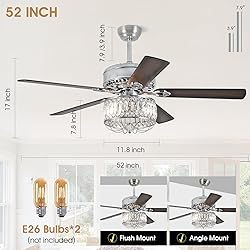 Kviflon Chandelier Ceiling Fans with Lights - 52