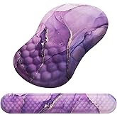 Mouse Pad Wrist Support, Laokiiy 2 in1 Keyboard Wrist Rest+ Ergonomic Mouse Pad, Non-Slip Wrist Rest for Computer Keyboard, Made Easy Typing & Relieve Wrist Pain(Amethyst Purple Marble)