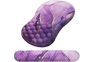 Mouse Pad Wrist Support, Laokiiy 2 in1 Keyboard Wrist Rest+ Ergonomic Mouse Pad, Non-Slip Wrist Rest for Computer Keyboard, Made Easy Typing & Relieve Wrist Pain(Amethyst Purple Marble)