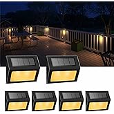 XLUX Warm White Solar Lights for Deck Step Fence, Black SST Housing, 6 Pack | Soft warm non-glare LED lamp, sturdy stainless steel casing with black coating, for deck, step, fence, pathway, Rainproof