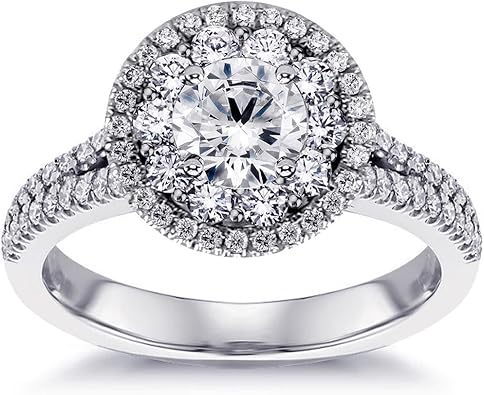 2.00 CT TW Split Shank Halo Diamond Engagement Ring in Platinum
