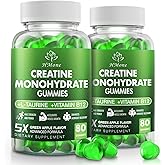 Creatine Monohydrate Gummies - 5g for Men & Women, 160 Count and Creatine Chewable Supplements for Muscle Gain, Muscle Strength, Green Apple Flaavor