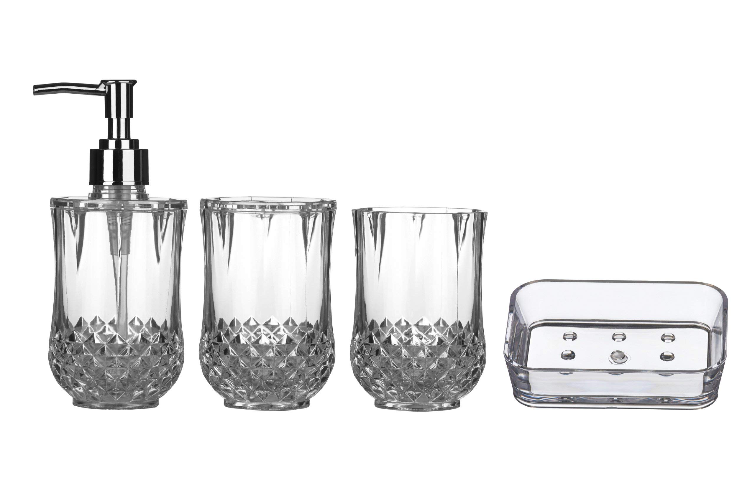 Premier Housewares Cristallo Bathroom Set, 4-Pieces - Clear