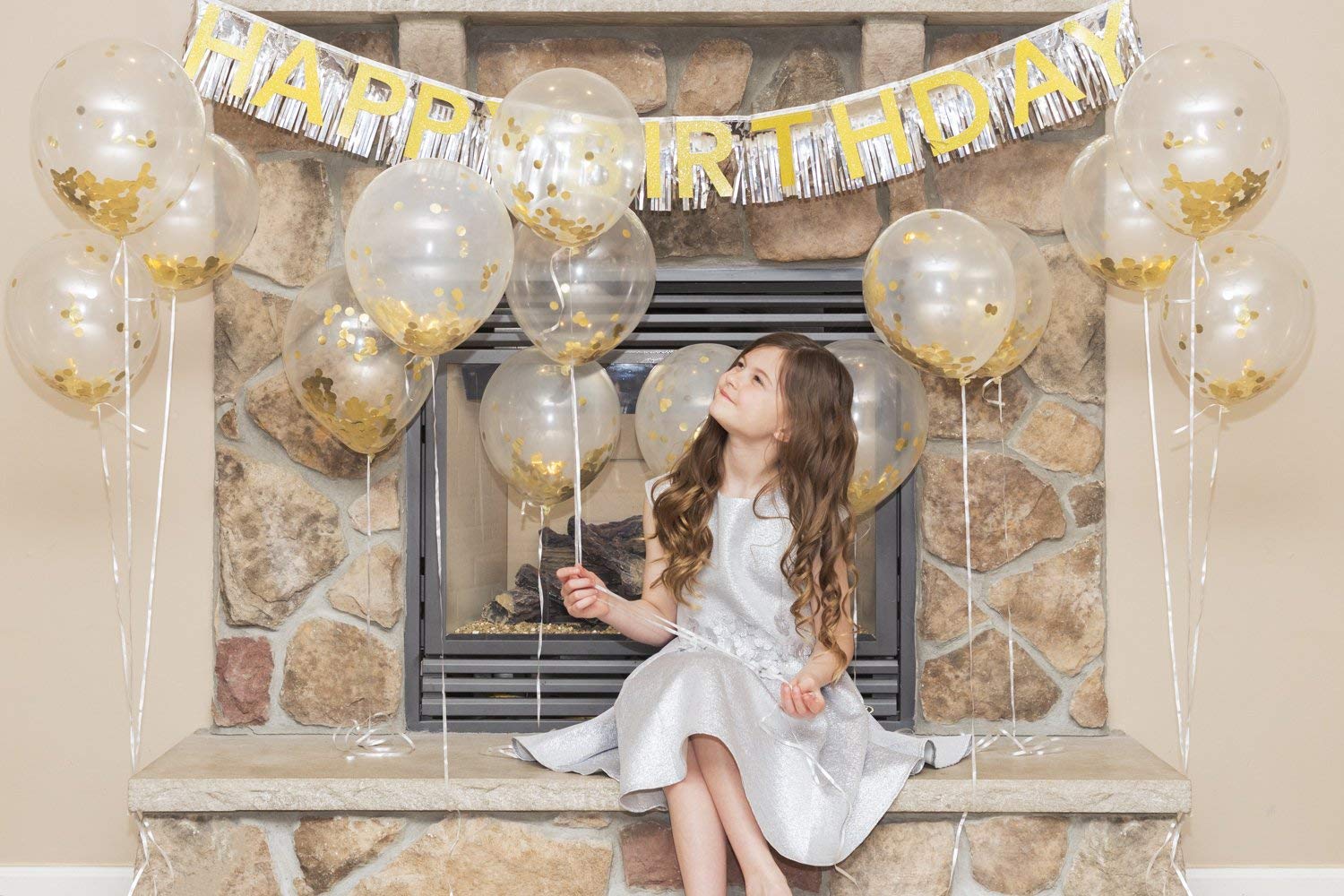 Conniecony Gold Confetti Balloons - 12 Inch Latex Party Balloons Filled Round Golden Foil Dot Great for Birthday Party,Baby Shower, Bridal Shower, Wedding, Christmas, Engagements