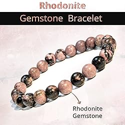 Rhodonite Gem Semi Precious Beads Bracelet