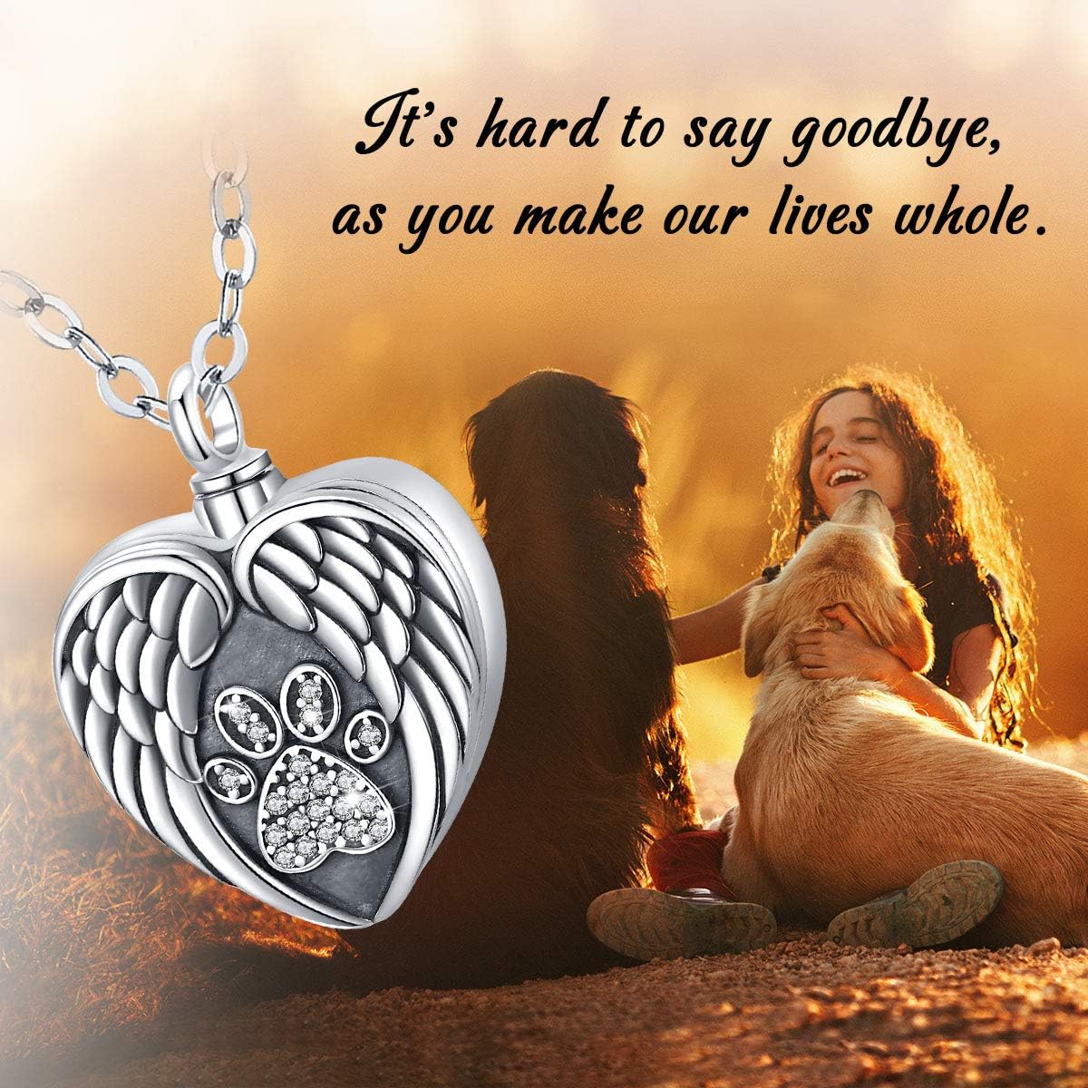 Eusense Urn Necklace for Ashes 925 Sterling Silver Cremation Jewellery for Dog Ashes Paw Memorial Jewelry That Holds Pictures - Image 3
