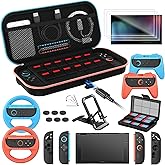 ivoler 21-in-1 Accessories Bundle Kits for Nintendo Switch 2,Carrying Case | Includes Charging Case,Protective Cover, Screen Protectors,Steering Wheels, Game Stand,Joycon Controller Grips,Game Card Case