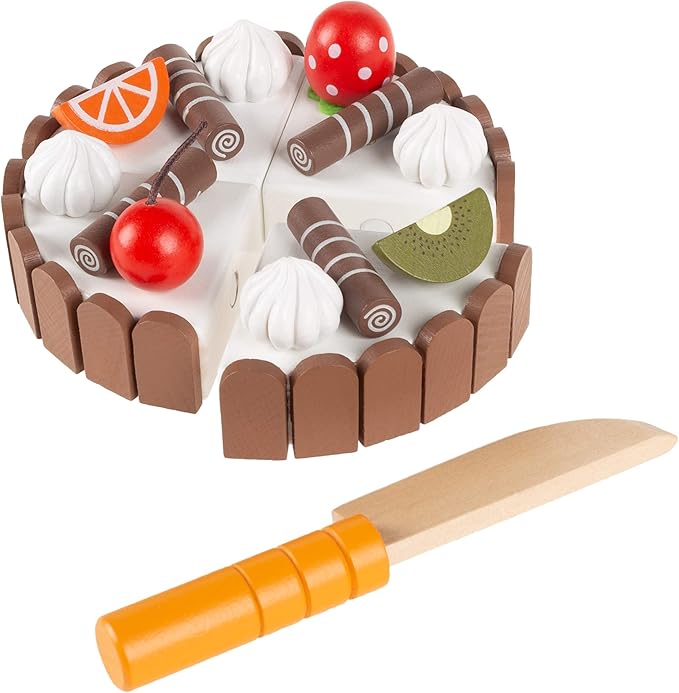 wooden play birthday cake