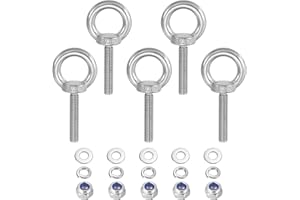 PATIKIL M8 x 50mm Lifting Shoulder Eye Bolt, 5Pcs 304 Stainless Steel Lifting Ring Threaded Eyebolt with Nuts Washers for Han