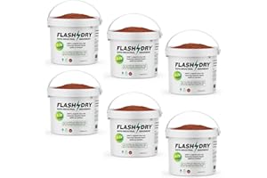 EARTHSAFE FlashDry Super Spill Absorbent, 5L Bucket with Dispenser Lid, 100% Organic Coco Coir, Landfill Safe, OSHA Approved, Ideal for Absorbing Oil, Paint, Grease in Garages, Kitchens, Janitor Kits, Pack of 6