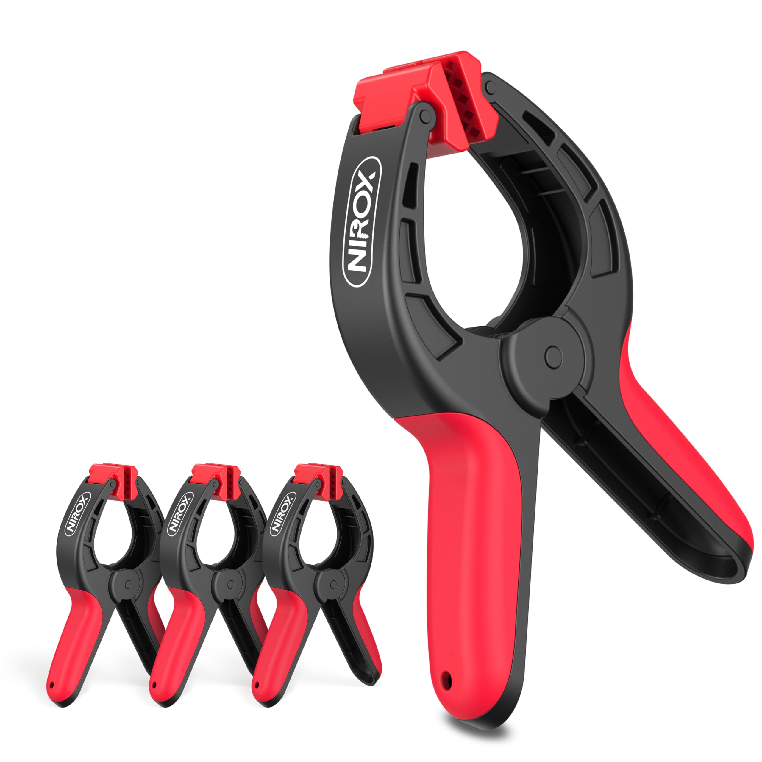 Nirox Set of 4 Spring Clips - Clamps with Large Span Width - High Clamping Force of The Spring clamp - Clamps with moveable Jaws - Tension Clamps