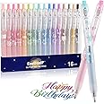 EooUooIP Glitter Gel Pens,Gel Ink Pens,Color Gels Pen Fine Point,16 Pieces Retractable Rolling Ball Pens Quick-Drying Ink 0.5 MM Gels Pens for Colouring Books Doodling Drawing