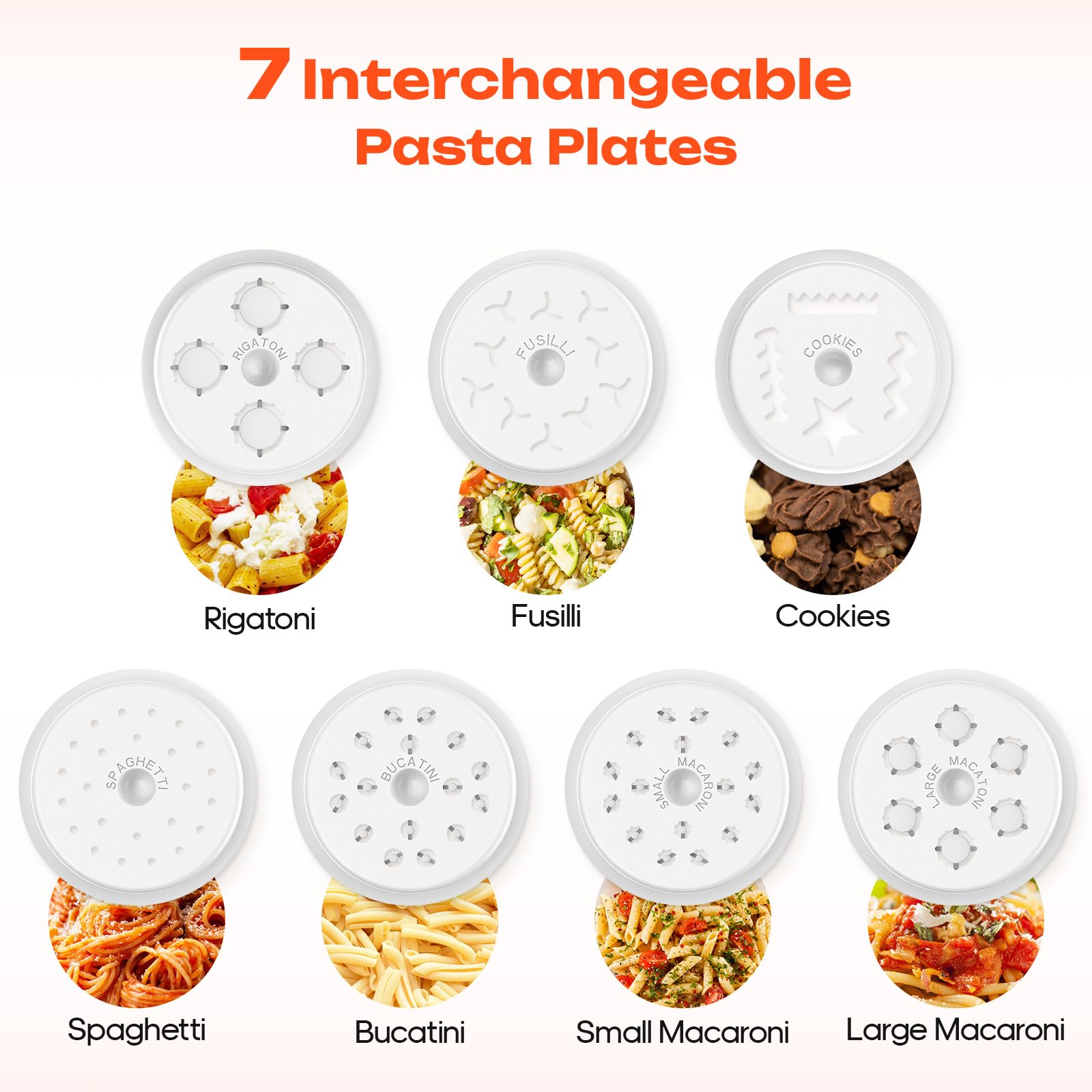 Gourmet Pasta Press Attachment for Kitchenaid Stand Mixers, Pasta Press for Kitchenaid Mixer Attachments with 7 Interchangeable Pasta Plates, Pasta Maker by HOZODO