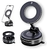 Longgue Magnetic Phone Holder for Car - 360°Adjustable Car Mount with Vacuum Suction Cup (Black-Ring)