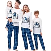Yaguyuly Christmas Newborn Baby Family Pajamas Matching Sets Long Sleeve Top Plaid Pant Holiday Sleepwear Sets
