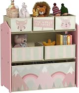 ZONEKIZ Kids Storage Unit with 6 Fabric Bins Pink 63 x 30 x 66 cm view 1