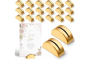 Vicenpal 20 Pcs Gold Table Number Holders Wedding Acrylic Card Place Holders with Card Slot Table Sign Display Stands for Photo Menu Office Meeting Restaurant Wedding Party Events (Semicircular)