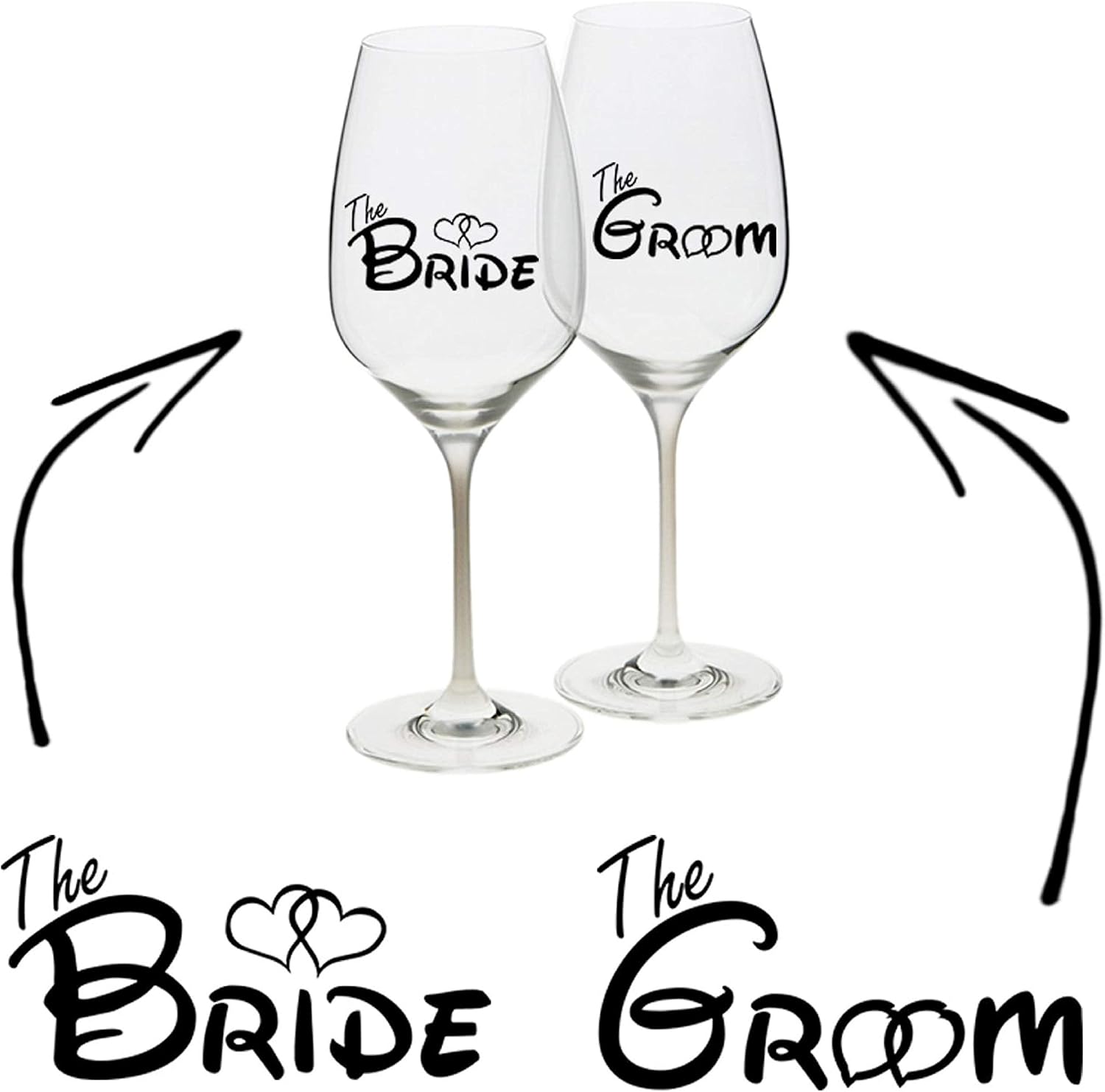 Epic Modz - Bride Groom Vinyl Decal Sticker Wine Glass Cup Mug Wedding Hen Stag Gift Unique Personalised Custom