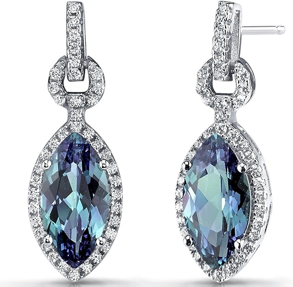Simulated Alexandrite Marquise Dangle Drop Earrings