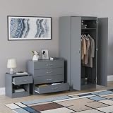 Vida Designs Riano 3 Piece Bedroom Set Grey Bedside Chest Wardrobe view 4
