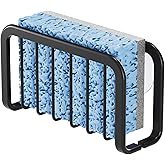 GOODBUY Sponge Holder for Kitchen Sink, Anti-Rust Sink Sponge Holder with Suction Cups, Aluminum Sink Caddy Kitchen Sink Organizer for Sponges, Scrubbers, Soap, Bathroom 5.9" x 2" x 3.3" Black
