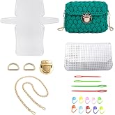 Wzttdm DIY Knitting Crochet Bags Kit, 8.7x4.9 Inch Blank Needlepoint Canvas Sheets, Mesh Plastic Canvas Bag Kit for Handmade Bag Making Acrylic Yarn Crafting Projects