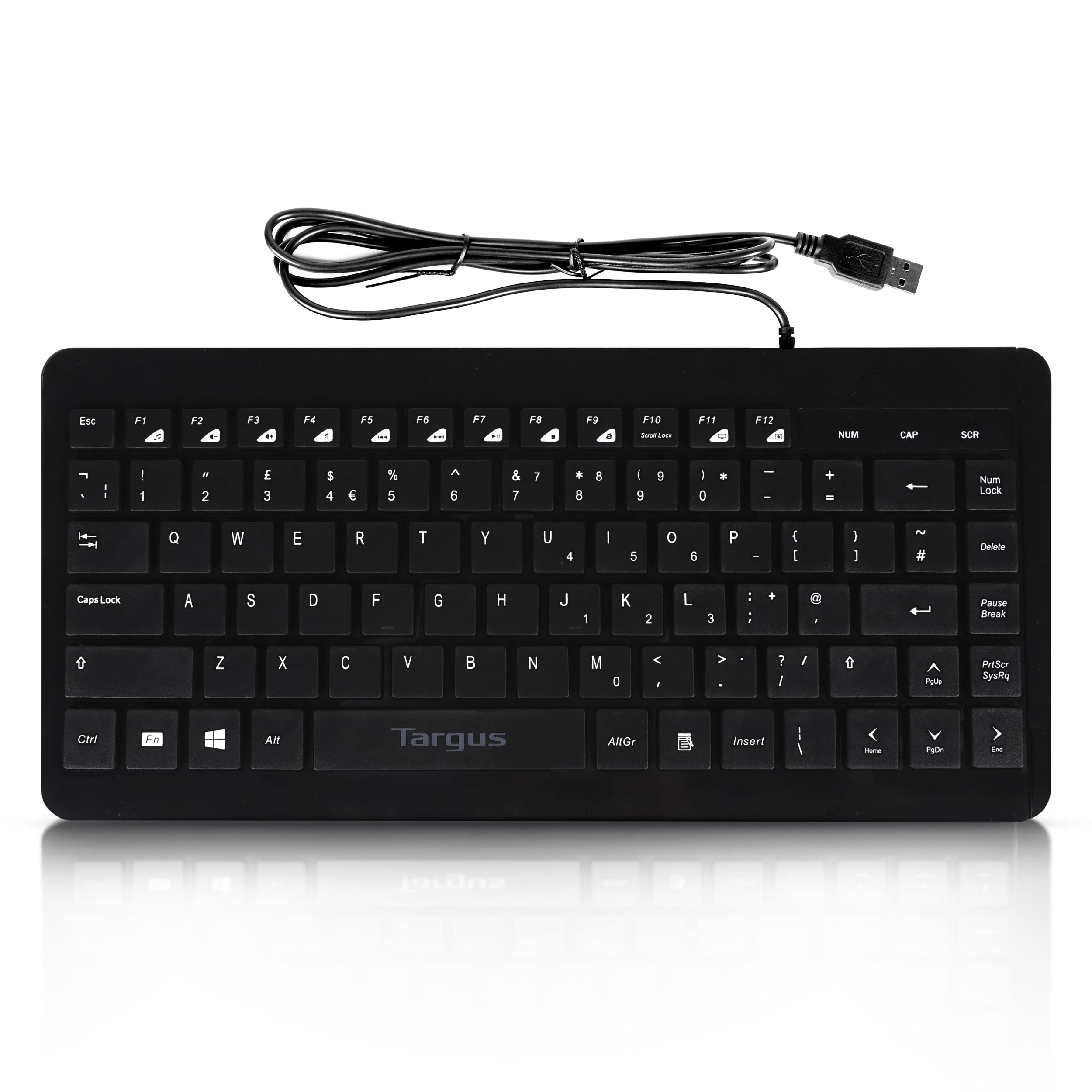 Targus Keyboard, Wired USB, Compact Multimedia Standard Keyboard - Black