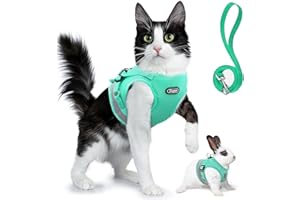 Supet Cat Harness and Leash Set - Soft Mesh Adjustable Cat Vest Harness with Reflective Strap for Walking Cat and Puppy Rabbit
