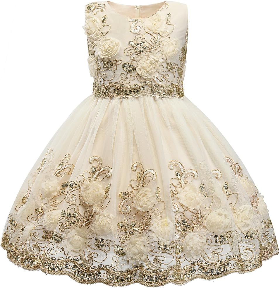 Ruffles Bow Flower Tulle Princess Formal Wedding Birthday Party Dress for Toddler Baby Girl