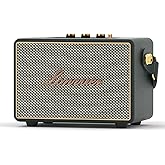 Lonzuer Vintage Home Decor Wireless Bluetooth Wooden Carrying Portable Speaker Deep Bass with Fabric Grill Leather Strap Handle-Green