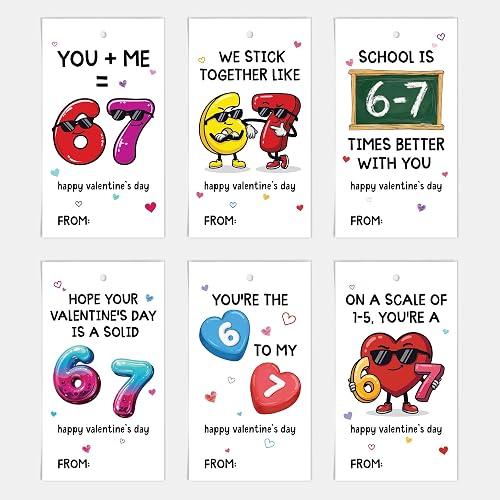 24-Pack Slang 67 Valentine Cards for Kids, Class Valentines Day Gifts for Kids, Trendy Stickman Designs for Classroom & School, Gen Alpha Gifts for Gen Alpha Kid, Teens, Tweens, Bulk Set Six Seven Cards (67 Valentine)