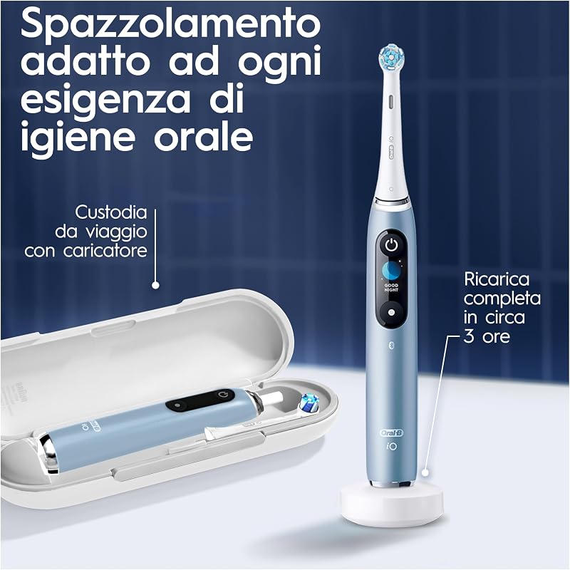 iO 9 Spazzolino Elettrico Ricaricabile, 1 Testine di Ricambio, Blu