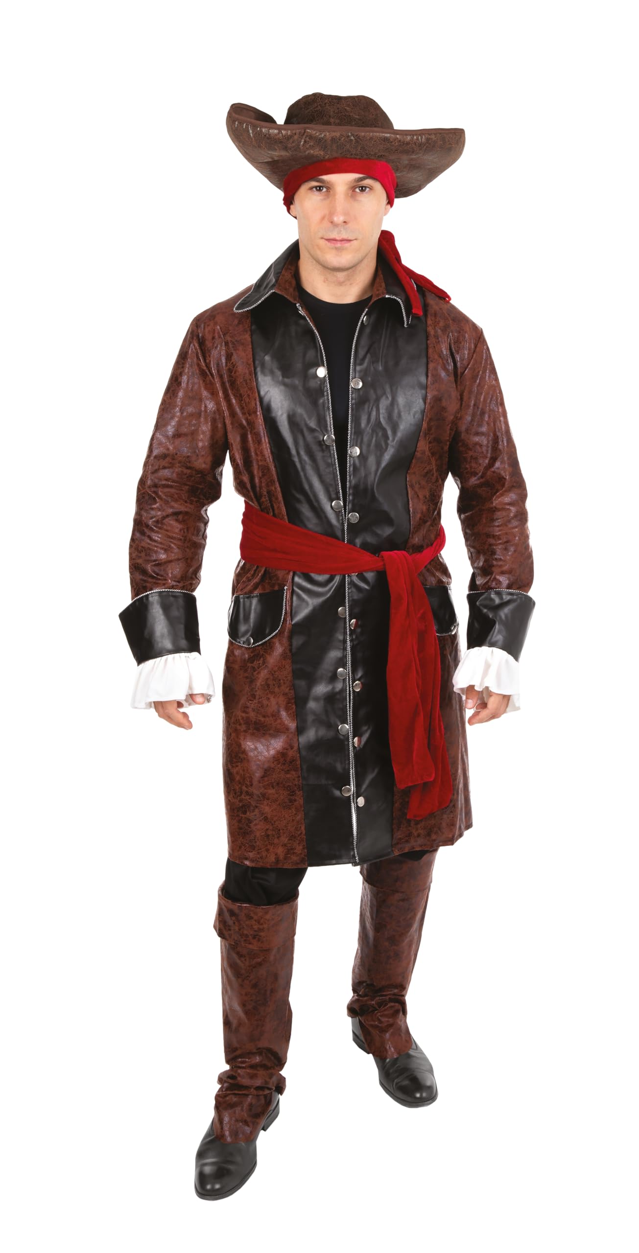 P'tit Clown 21068 Costume Pirate Luxe-Adulte, Solid, Brown