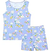MHJY Toddler Girls Pajamas Sleeveless Pajamas for Kids Soft Tank Top & Shorts Girls Pajama Set
