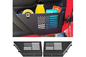 MEALAM Metal Storage Boxes Compatible with 2007-2018 Jeep Wrangler JK JKU 2/4 Door, 2 Pack Front Door Side Insert Organizer Pockets for Jeep Saggy Net Replacement(Black)