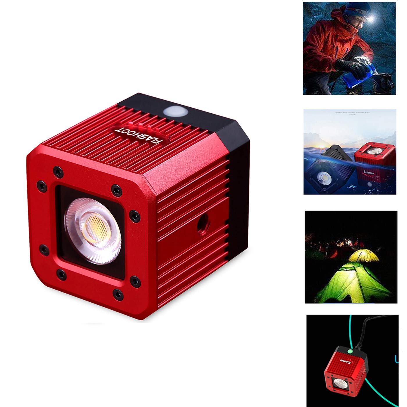 fotowelt 8W 200LUX/1M Waterproof 20m Aluminum Alloy Mini Cube LED Video Light Mini Pocket On-Camera Video Light Drone Night Flights with 1/4" 20 Screw Hole for Drone,DSLR, Smartphone,GoPro, Camcorder