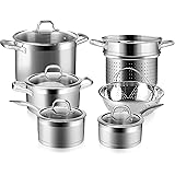 Duxtop Professional Stainless Steel Induction Cookware Set, 10PC Kitchen Pots and Pans Set, Heavy Bottom with Impact-bonded T