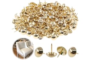 Keadic 250Pcs 5/8" (16mm) Antique Upholstery Tacks Furniture Nails Pins Kit for Upholstered Furniture Cork Board or DIY Projects - Gold