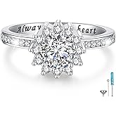925 Sterling Silver Urn Rings for Ashes for Women - Sunflower Ash Ring Cubic Zirconia Memorial Keepsake Cremation Jewelry Gifts for Loss of a Loved One
