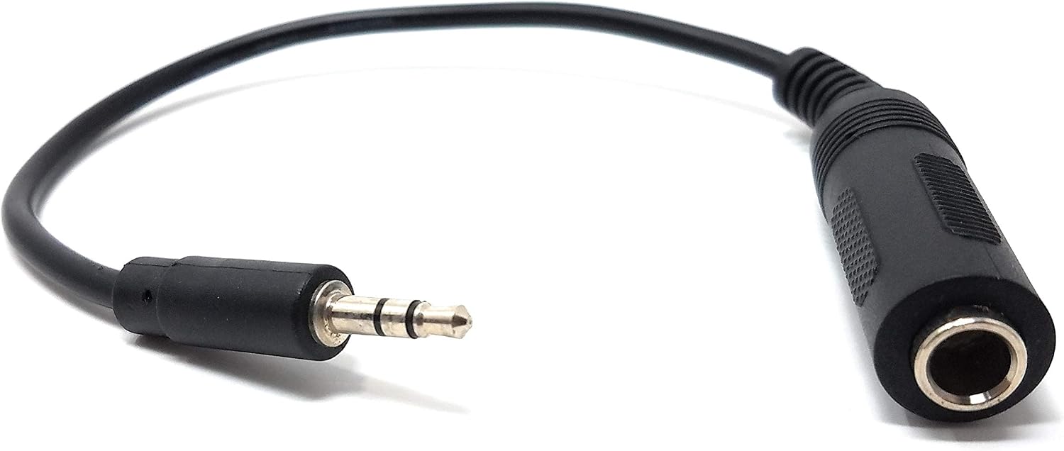 Maincore 20cm 3.5mm Jack to 6.35mm Socket,Cable Adaptor Adapter Extnder, Black - Image 3
