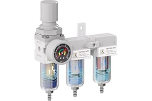 KANBOL 1/4" Three Stage Air Drying System, 5&0.5&0.01μ air Filter System for Spray Guns,Semi-Auto Drain, Metal Bracket