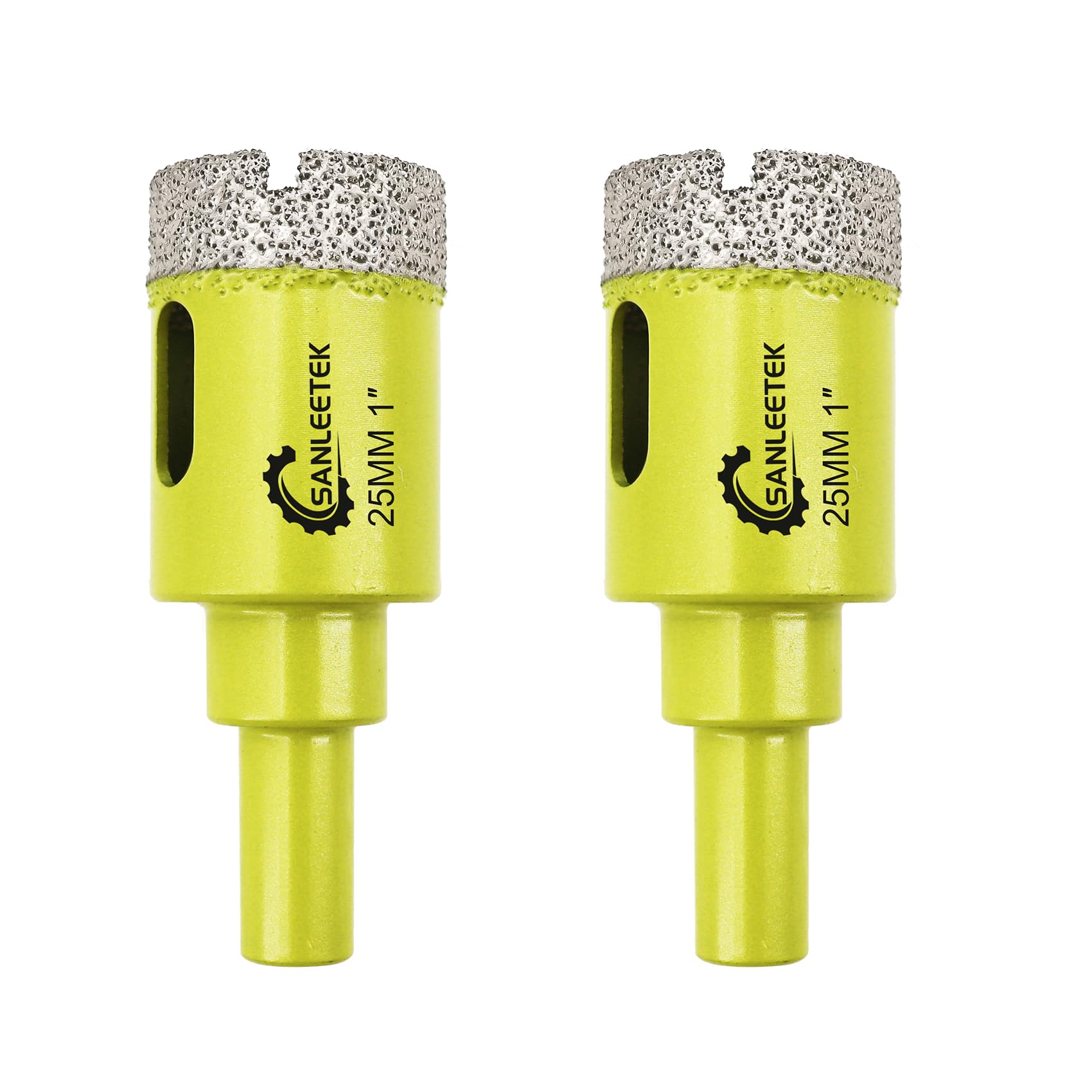 Diamond Core Drill Bits 2pcs - 25mm Diamond Hole Saw with Round Shank for Ceramic Porcelain Tile Marble Granite Quartz SANLEETEK